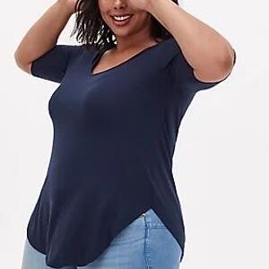 Torrid Super Soft Navy Blue V-Neck Tunic Size 3 (22/24)